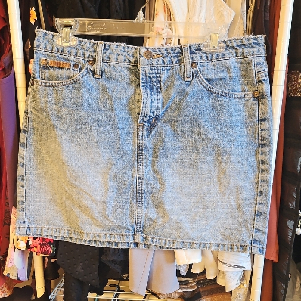 LEI Light Blue Distressed Denim Skirt Sz 11